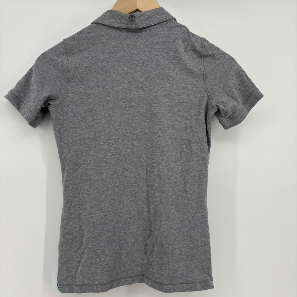 Ivivva Girls Polo Shirt Size 10 Gray Short Sleeve Heathered Activewear Lululemon - Picture 6 of 7